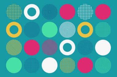 An illustration of styled circles in a grid