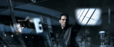 Minority Report's main character manipulates screens by moving his hands
