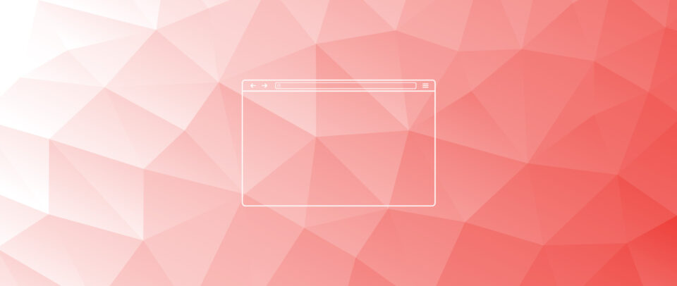 Illustration of the outline of a web browser over a soft-hued geometric pattern