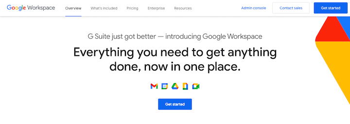 Screenshot of Google's shift from G Suite branding to Google Workspace branding