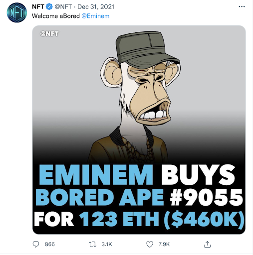 picture of the ape NFT that eminem purchased